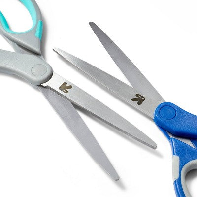 2ct 8 Inch Home and Office Scissors - Up&Up : School & Student Use, Black, Plastic, 3.6 Blade, Non-Powered Desk Tools