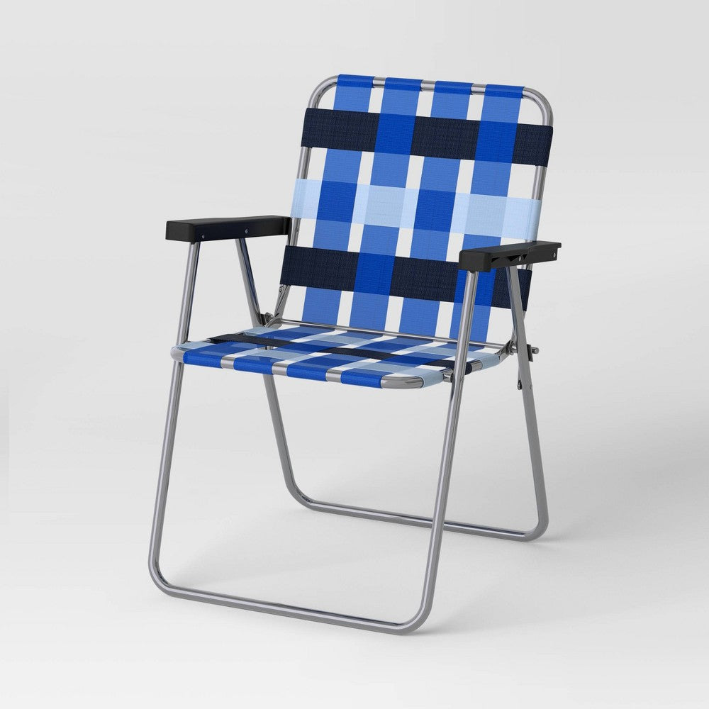 Webstrap Folding Patio Chair Blue