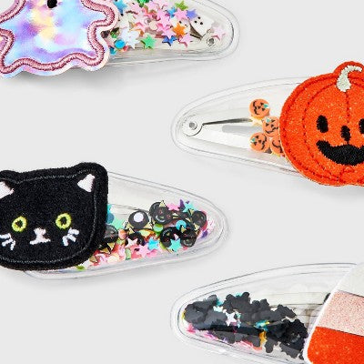 Girls' 4pk Shaker Halloween Snap Clips - Cat & Jack Purple/Blue