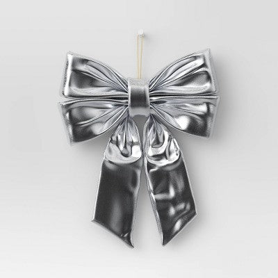 Double Christmas Decorative Bow Silver - Wondershop