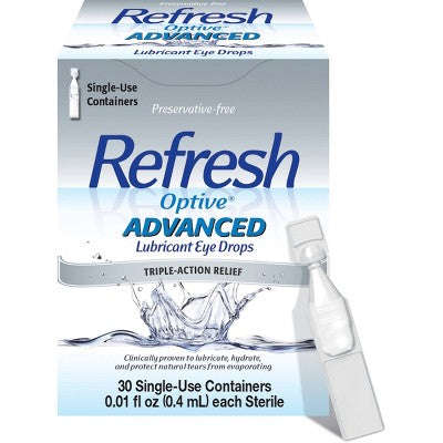 Refresh Optive Advanced Preservative Free Lubricant Eye Drops - 0.3 fl oz/30ct *Exp 12/26*