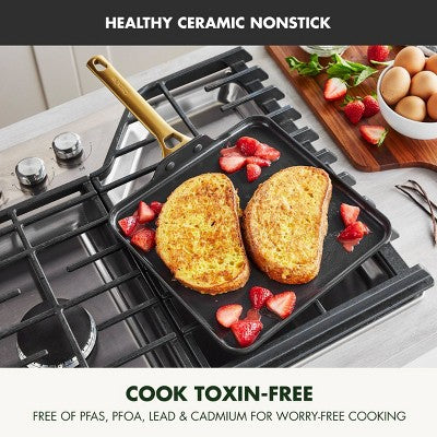 GreenPan Reserve 11 Inch Hard Anodized Healthy Ceramic Nonstick Square Griddle Black *Damaged Packaging* *Scratched on Bottom*