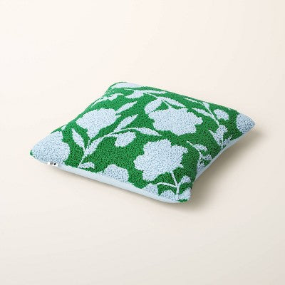 12x12 Inch Beaded Classic Rose Square Throw Pillow Green/Blue - Kate Spade New York x Target