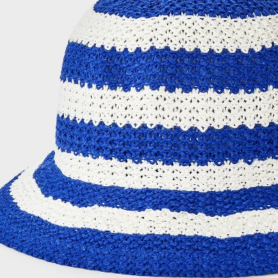 Girls' Striped Bucket Hat - Cat & Jack Blue/White One Size Fits Most