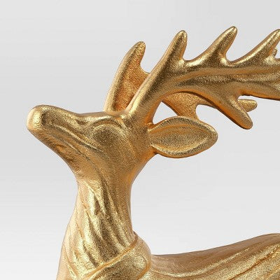 Sitting Metal Deer Gold Christmas - Threshold
