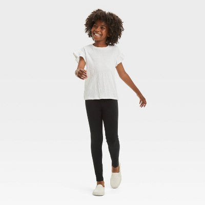 Girls' Size M(8) Leggings Pants - Cat & Jack Black M: Cotton Spandex Blend, High Rise, Elastic Waistband