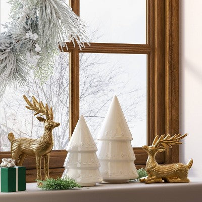 Sitting Metal Deer Gold Christmas - Threshold