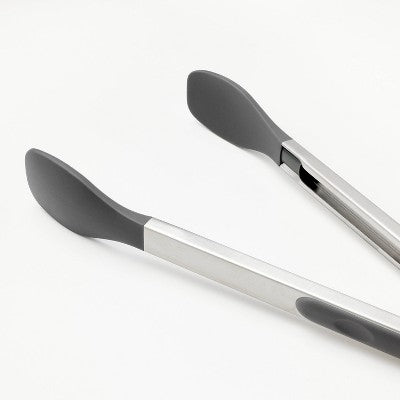 12 Inch Stainless Steel Tong with Silicone Tip Dark Gray - Figmint : Dishwasher-Safe Cooking Tool, 13.52 Length