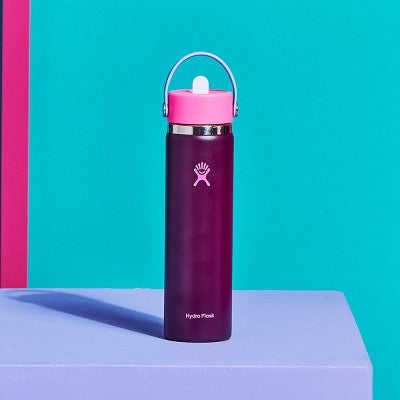 Hydro Flask 24oz Wide Mouth Flex Straw Water Bottle Sugar Plum: Vacuum-Insulated, Leakproof, Dishwasher-Safe *Cosmetic Damage*