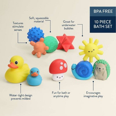 Itzy Ritzy Itzy Splash Gift Set with Sensory Shapes, Bath Squirters, and Duckies - 10pc