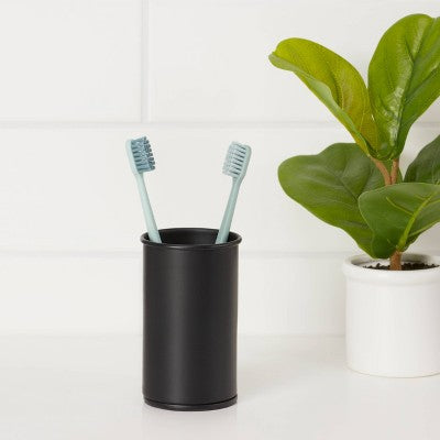 Tumbler Black Metal - Threshold : Iron Bathroom Accessory, Traditional Style, 12oz Capacity, Easy to Clean