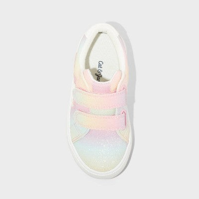 Girls' 12 Toddler Sora Glitter Sneakers - Cat & Jack Star Pattern, Hook and Loop Closure, Flocked Outsole