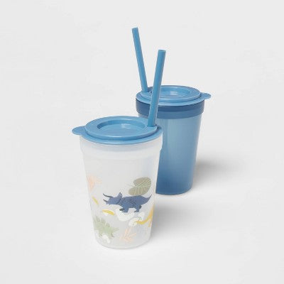 18pc Plastic Kids' Drinkware Set Green/Blue - Pillowfort