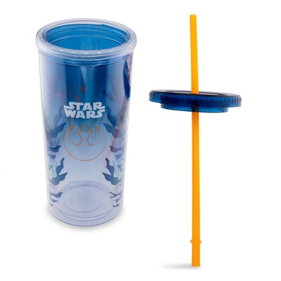 Silver Buffalo Star Wars Ahsoka Tano Carnival Cup With Lid and Straw | Holds 20 Ounces