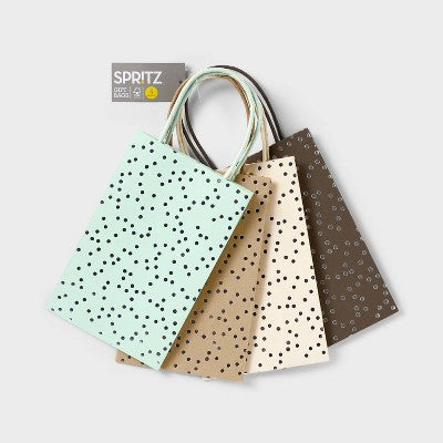 4pk XS Silver Foil Dots Gift Bags - Spritz