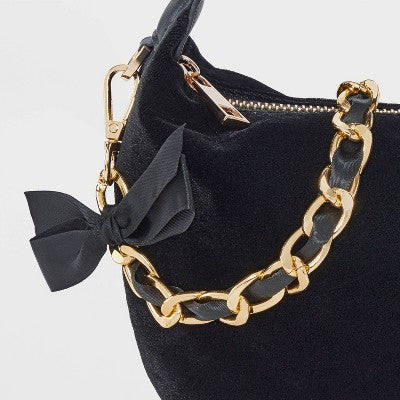 Chain with Bow Ribbon Accessory Wristlet/Phone Strap - A New Day Black/Gold
