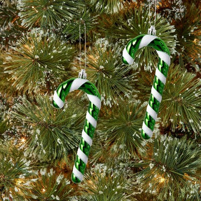 2ct Candy Cane Christmas Tree Ornament Set Green/White - Wondershop : Indoor Decor, No Battery Required
