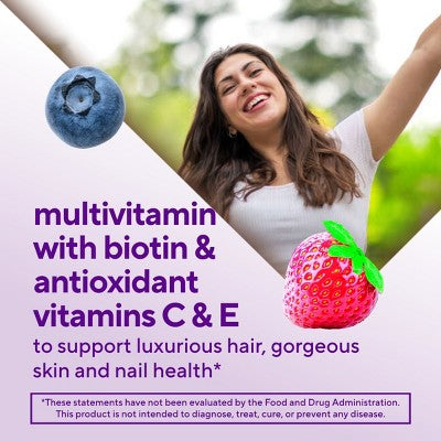 Vitafusion Gorgeous Hair Skin & Nails Supplement Gummies - Berry - 135ct *Exp 11/26*