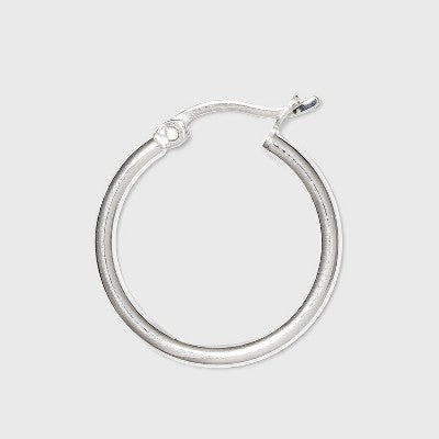 Sterling Silver Round Thin Hoop Earring - Silver: Polished Clip-In Clasp, Nickel-Free, Fashion Jewelry