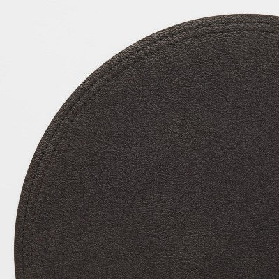 15 Inch Round Pebble Faux Leather Charger Black - Threshold : Traditional Solid Placemat, Non-Woven Fabric
