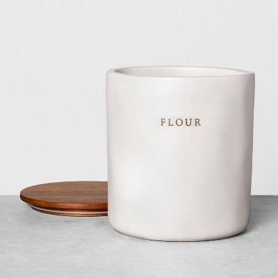 128oz Stoneware Flour Canister with Wood Lid Cream/Brown - Hearth & Hand  with Magnolia