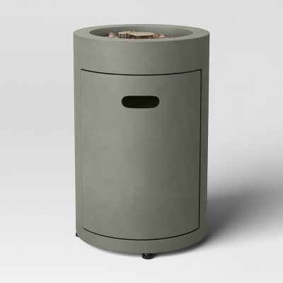 25 Inch Pipestone Outdoor Column Fire Pit Gray - Threshold