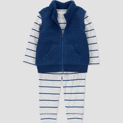 Carter's Baby Newborn Size Just One You Baby Boys' 3pc Vest & Pants Set - Blue