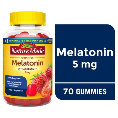 Nature Made Melatonin 5mg 100% Drug Free Sleep Aid for Adults Gummies - 70ct **Exp:01/2027**