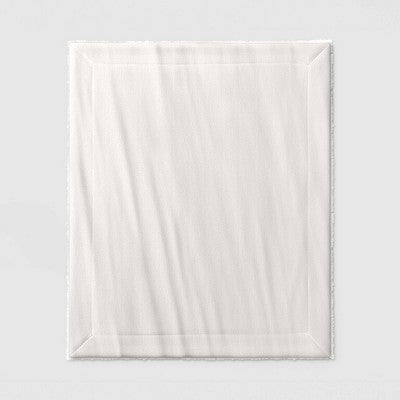 Solid Plush Throw Blanket with Faux Shearling Reverse Ivory - Threshold