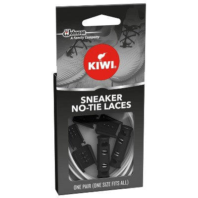 KIWI Sneaker No Tie Shoe Laces - White With Black Lock 1 pair *Damaged Box*