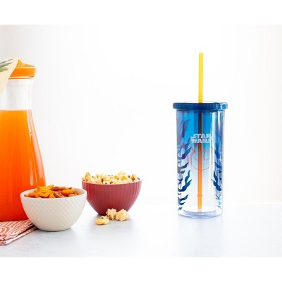 Silver Buffalo Star Wars Ahsoka Tano Carnival Cup With Lid and Straw | Holds 20 Ounces