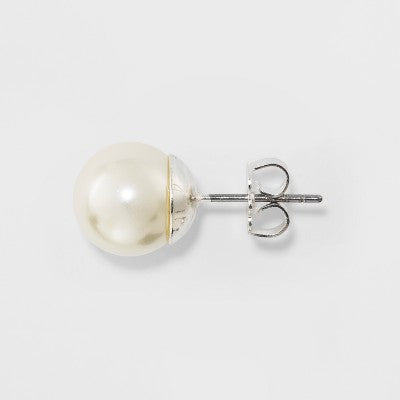 Faux Pearl Stud Earring Set 3ct - A New Day Silver