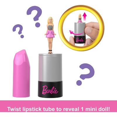 Barbie Mini BarbieLand Fashionistas Dolls, 1.5-inch Dolls in Lipstick Tube, Surprise Reveal *Color & Style Chosen at Random*