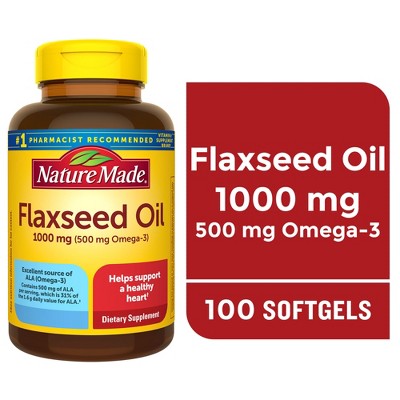 Nature Made Flax Seed Oil with Omega 3 1000mg Heart Health Softgels - Non Vegetarian - 100ct *Exp:11/2027