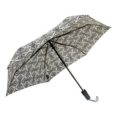 ShedRain Auto Open Auto Close Compact Umbrella - Black/White: Telescoping Shaft, Polyester Shell, Stripe & Geometric Patterns