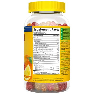 Nature Made Multi Plus Omega 3 Multivitamin Gummies - Strawberry, Lemon & Orange - 140ct *Exp:04/2026