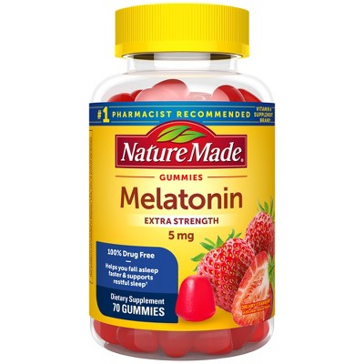 Nature Made Melatonin 5mg 100% Drug Free Sleep Aid for Adults Gummies - 70ct **Exp:01/2027**