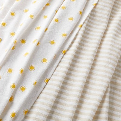 Flannel Swaddle Baby Blankets - Yellow Sun and Stripe - 2pk - Cloud Island