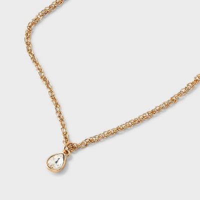 Singapore Chain Teardrop Pendant Necklace - A New Day Gold