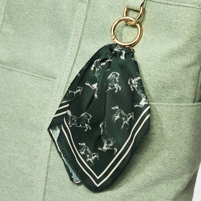 Horse Pattern Scarf Bag Charm - A New Day Dark Green