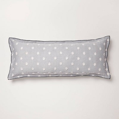 36x14 Clip Dobby Lumbar Throw Pillow Cover Washed Blue - Hearth & Hand with Magnolia
