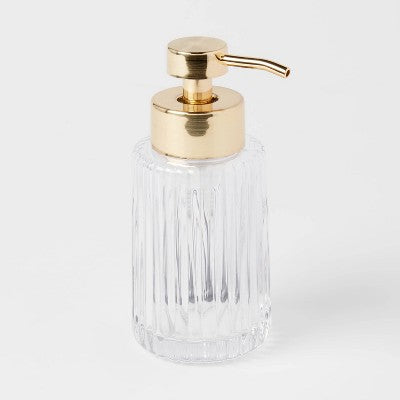 Ribbed Foaming Glass Soap Pump Clear - Threshold