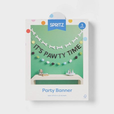 Dog Birthday 'It's Pawty Time' Banner - Spritz