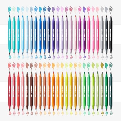48ct Dual-Tip Brush Marker Set in Plastic Case - Mondo Llama