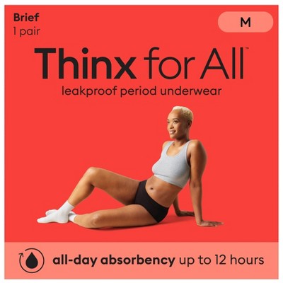 Thinx for All Women's Medium Period Underwear - Super Absorbency - Black Briefs