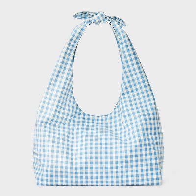 Knotted Slouchy Shoulder Tote Bag - Universal Thread Blue Gingham