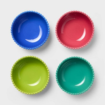 4pc Beaded Stoneware Bowl Set Pink/Teal/Light Green/Blue - Tabitha Brown for Target