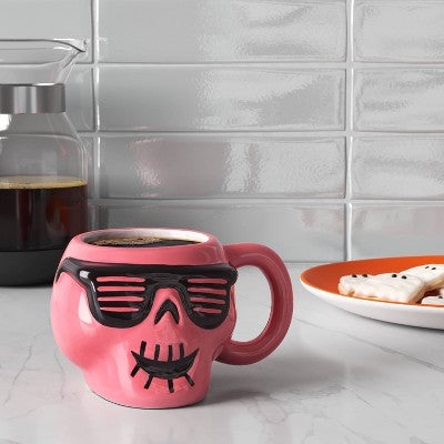 14.8 fl oz Halloween Earthenware Figural Skull Mug Pink - Hyde & EEK! Boutique