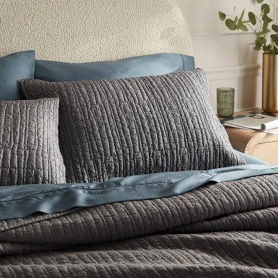 Standard TENCEL Quilt Sham Dark Gray - Threshold : OEKO-TEX Certified, Cooling, Woven Lyocell, Machine Washable