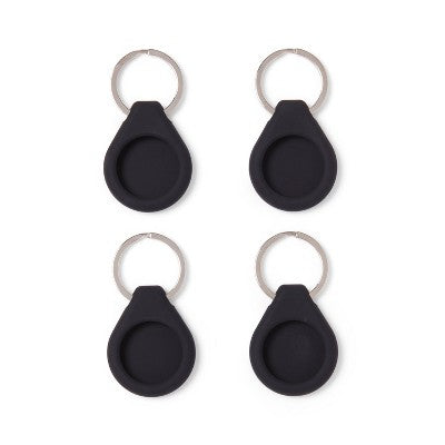 Apple AirTag Holder and Keyring - dealworthy 4pk Black